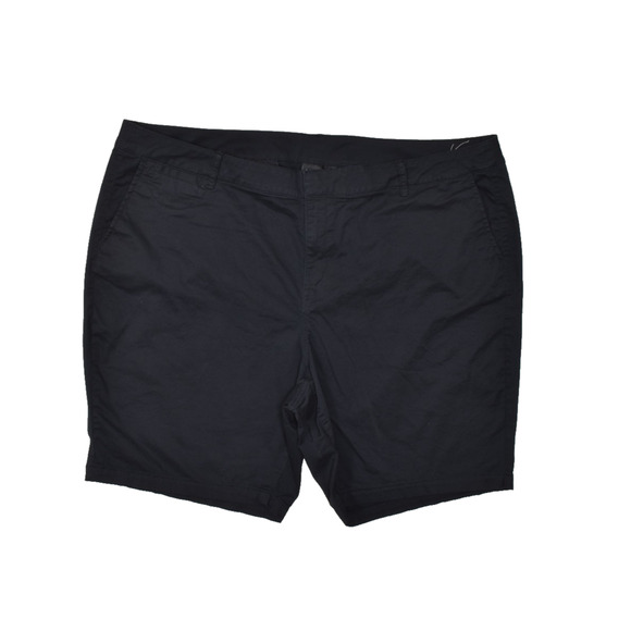 Lane Bryant Plus Size 26 Black Flat Front Chino Shorts Cotton Blend Solid Zip - Picture 1 of 8